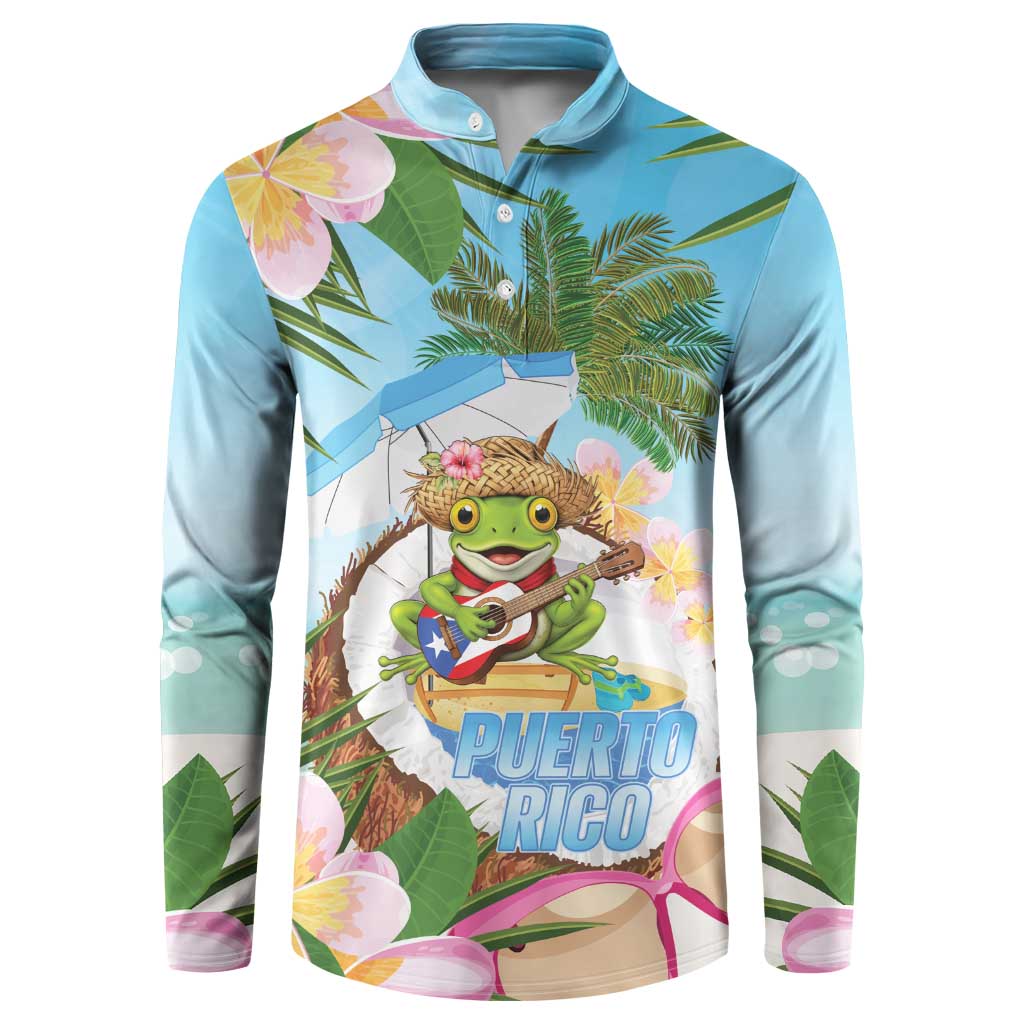 Puerto Rico Pava Coqui Button Sweatshirt Spirit Frog Tropical Beach Vibes - Wonder Print Shop