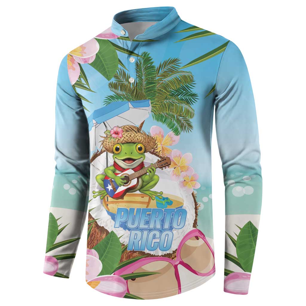 Puerto Rico Pava Coqui Button Sweatshirt Spirit Frog Tropical Beach Vibes - Wonder Print Shop