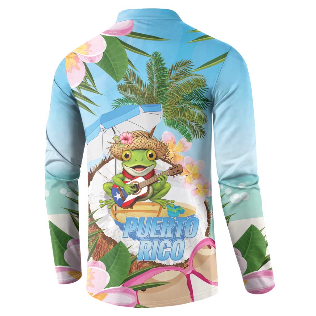 Puerto Rico Pava Coqui Button Sweatshirt Spirit Frog Tropical Beach Vibes - Wonder Print Shop