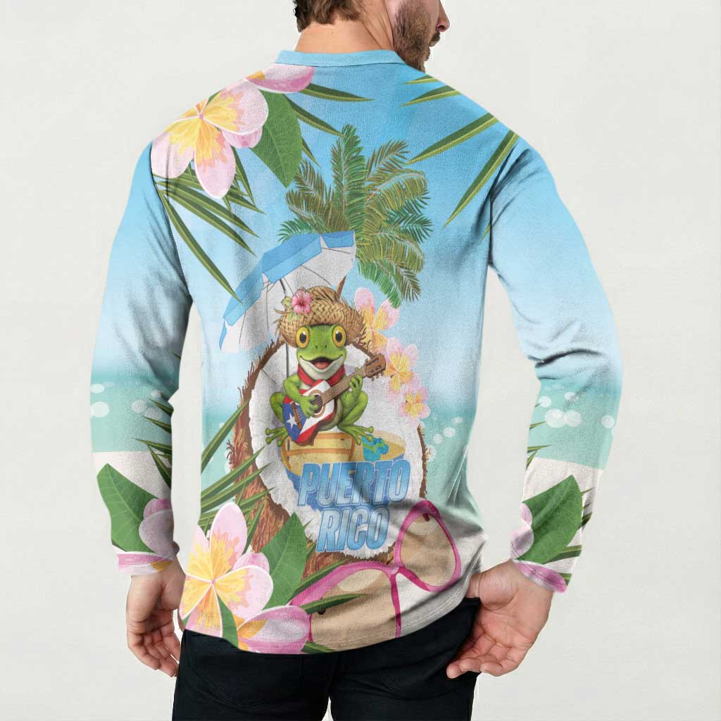 Puerto Rico Pava Coqui Button Sweatshirt Spirit Frog Tropical Beach Vibes - Wonder Print Shop