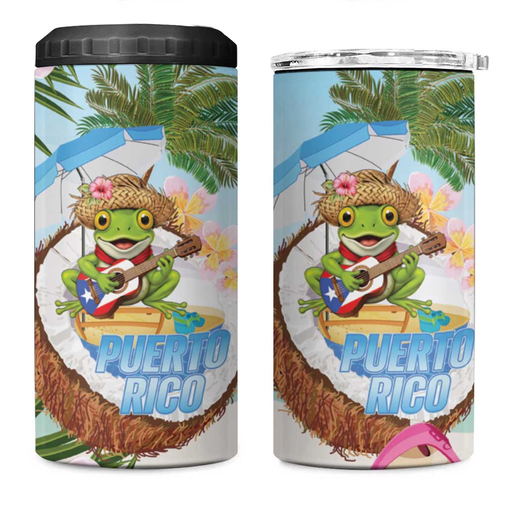 Puerto Rico Pava Coqui 4 in 1 Can Cooler Tumbler Spirit Frog Tropical Beach Vibes - Wonder Print Shop