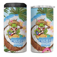 Puerto Rico Pava Coqui 4 in 1 Can Cooler Tumbler Spirit Frog Tropical Beach Vibes - Wonder Print Shop