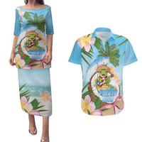 Puerto Rico Pava Coqui Couples Matching Puletasi and Hawaiian Shirt Spirit Frog Tropical Beach Vibes - Wonder Print Shop