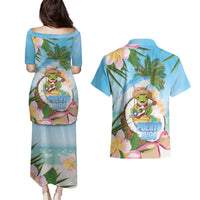Puerto Rico Pava Coqui Couples Matching Puletasi and Hawaiian Shirt Spirit Frog Tropical Beach Vibes - Wonder Print Shop