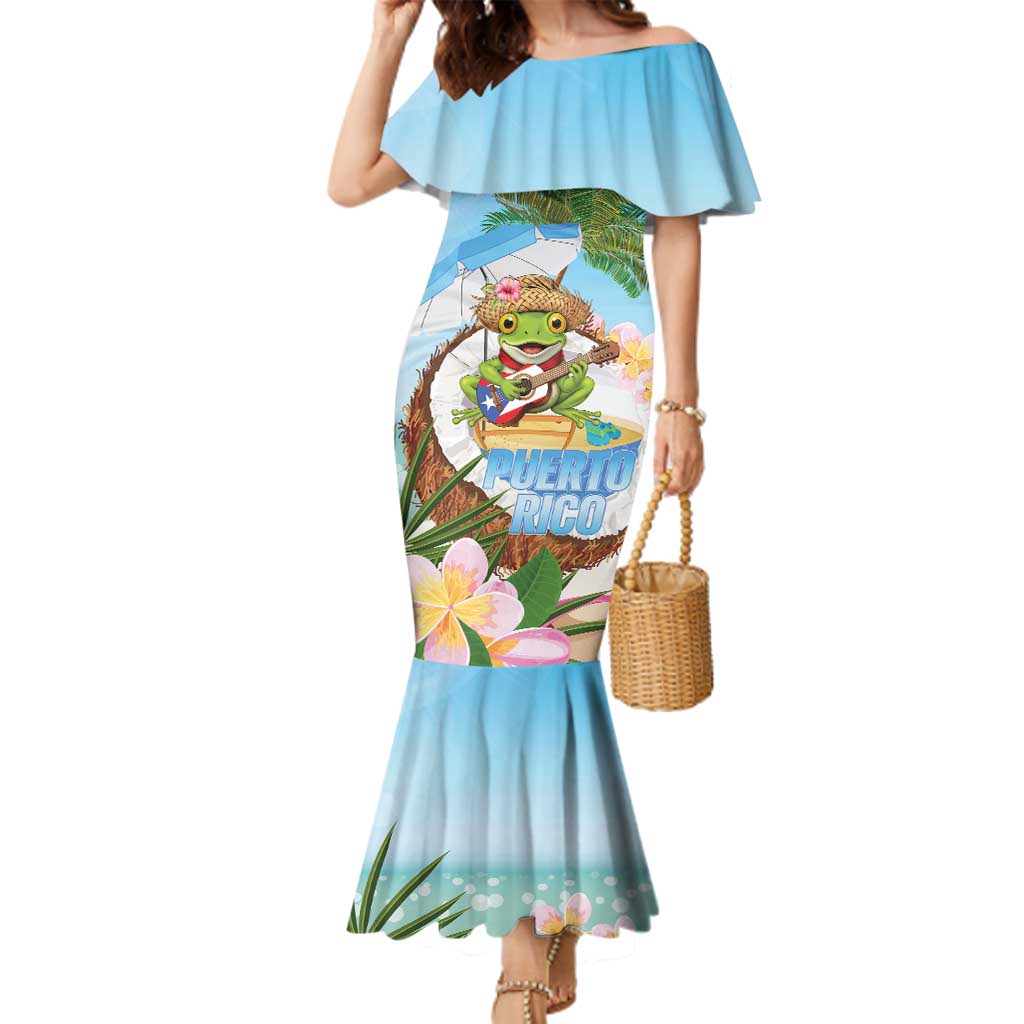Puerto Rico Pava Coqui Family Matching Mermaid Dress and Hawaiian Shirt Spirit Frog Tropical Beach Vibes - Wonder Print Shop
