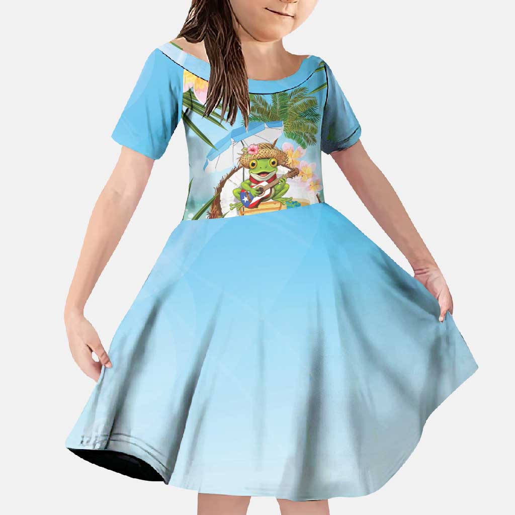 Puerto Rico Pava Coqui Family Matching Off Shoulder Maxi Dress and Hawaiian Shirt Spirit Frog Tropical Beach Vibes - Wonder Print Shop