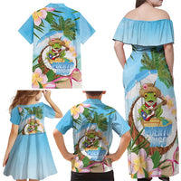 Puerto Rico Pava Coqui Family Matching Off Shoulder Maxi Dress and Hawaiian Shirt Spirit Frog Tropical Beach Vibes - Wonder Print Shop