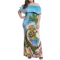 Puerto Rico Pava Coqui Family Matching Off Shoulder Maxi Dress and Hawaiian Shirt Spirit Frog Tropical Beach Vibes - Wonder Print Shop