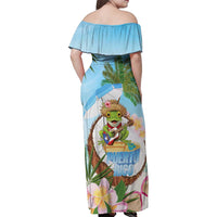 Puerto Rico Pava Coqui Family Matching Off Shoulder Maxi Dress and Hawaiian Shirt Spirit Frog Tropical Beach Vibes - Wonder Print Shop