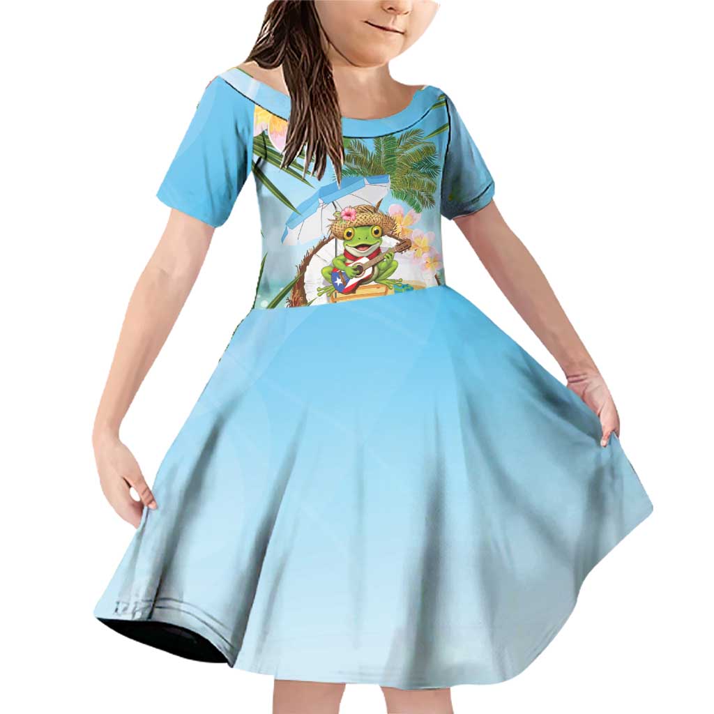 Puerto Rico Pava Coqui Family Matching Off Shoulder Short Dress and Hawaiian Shirt Spirit Frog Tropical Beach Vibes - Wonder Print Shop