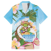 Puerto Rico Pava Coqui Family Matching Short Sleeve Bodycon Dress and Hawaiian Shirt Spirit Frog Tropical Beach Vibes - Wonder Print Shop