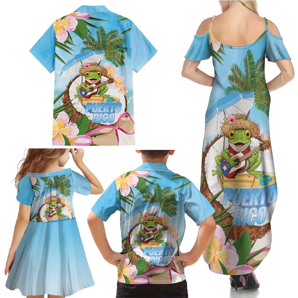 Puerto Rico Pava Coqui Family Matching Summer Maxi Dress and Hawaiian Shirt Spirit Frog Tropical Beach Vibes - Wonder Print Shop