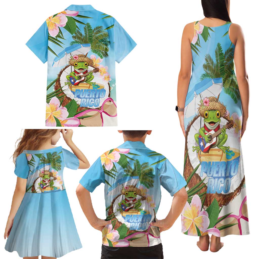 Puerto Rico Pava Coqui Family Matching Tank Maxi Dress and Hawaiian Shirt Spirit Frog Tropical Beach Vibes - Wonder Print Shop