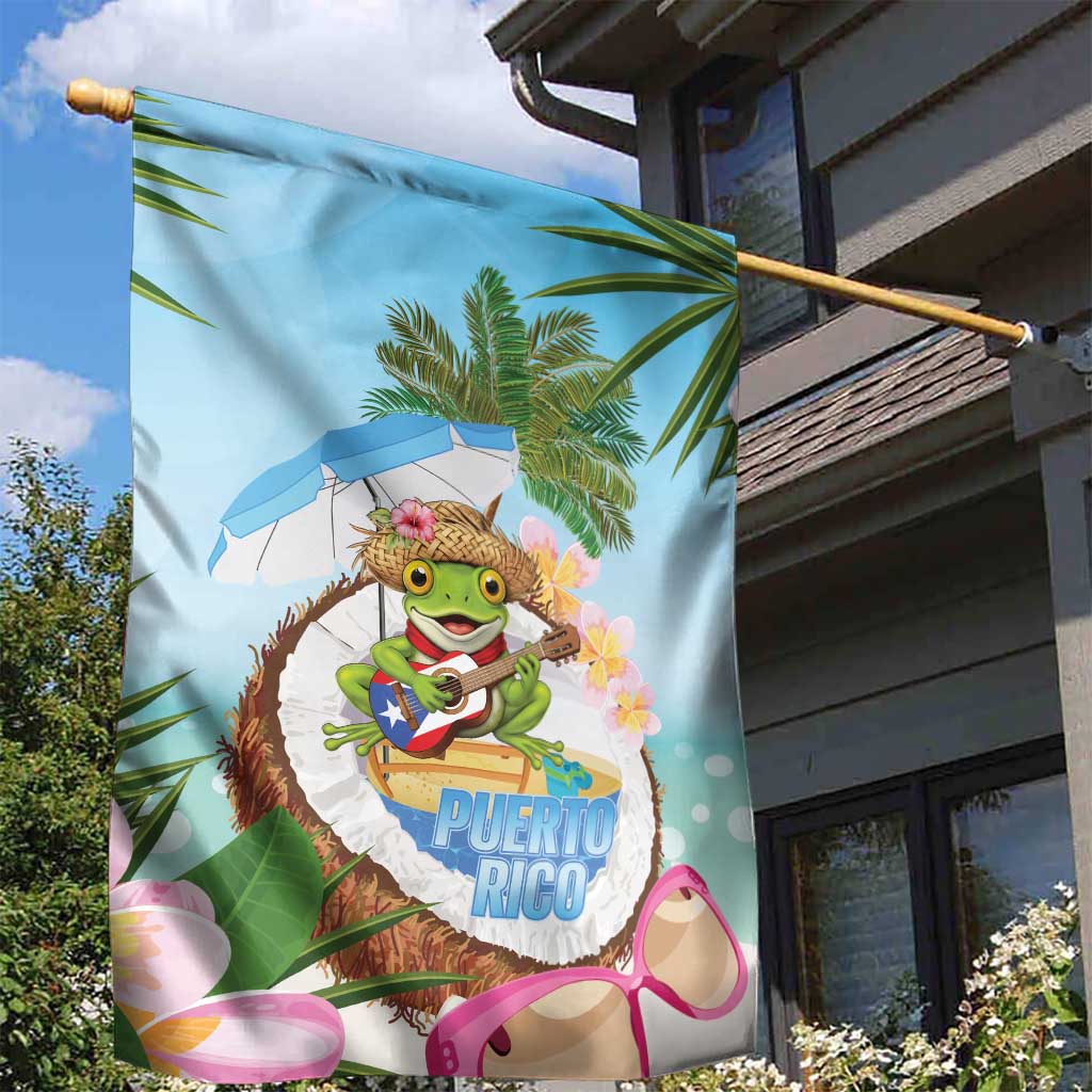 Puerto Rico Pava Coqui Garden Flag Spirit Frog Tropical Beach Vibes - Wonder Print Shop