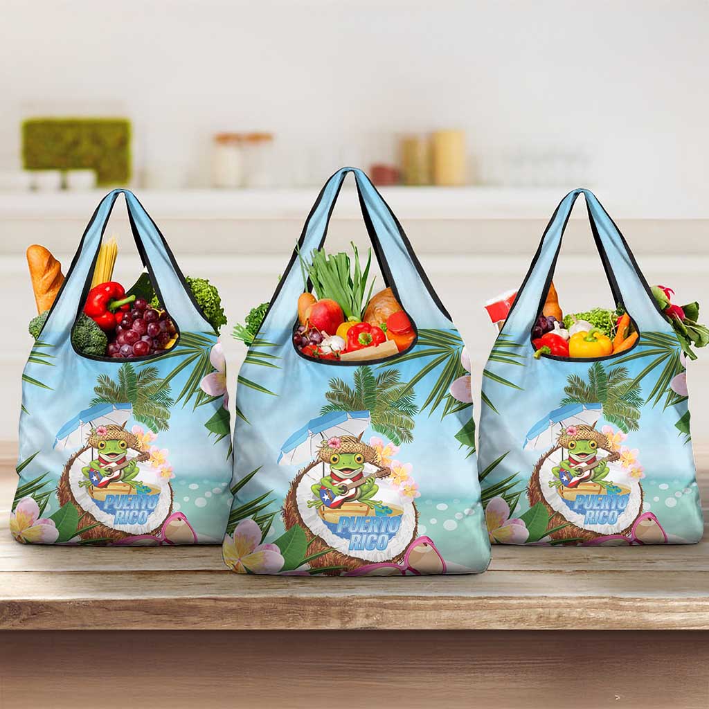 Puerto Rico Pava Coqui Grocery Bag Spirit Frog Tropical Beach Vibes - Wonder Print Shop