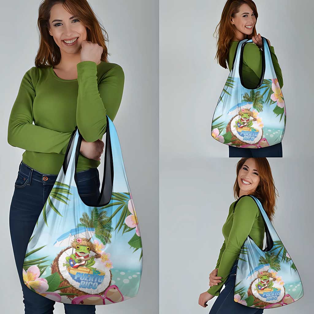 Puerto Rico Pava Coqui Grocery Bag Spirit Frog Tropical Beach Vibes - Wonder Print Shop