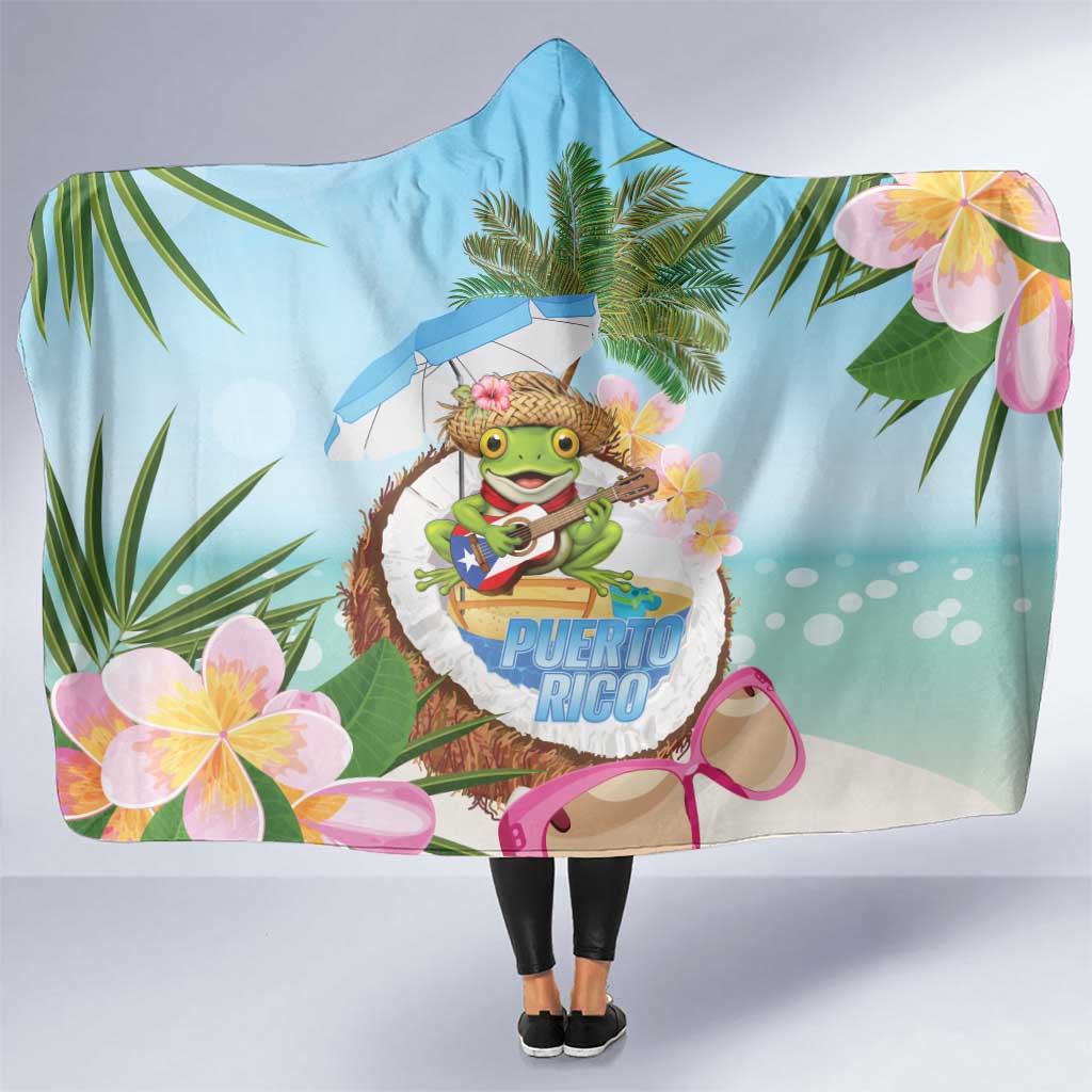 Puerto Rico Pava Coqui Hooded Blanket Spirit Frog Tropical Beach Vibes - Wonder Print Shop