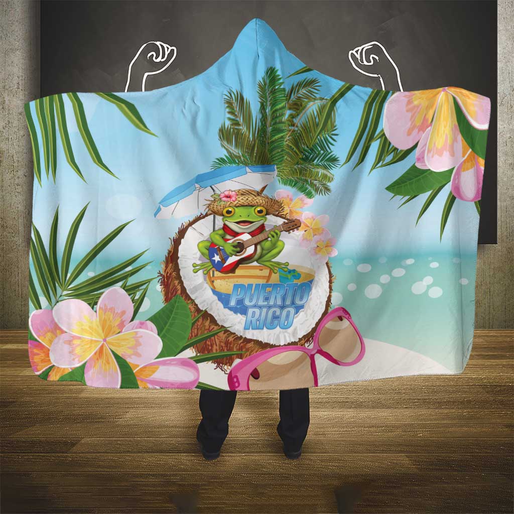 Puerto Rico Pava Coqui Hooded Blanket Spirit Frog Tropical Beach Vibes - Wonder Print Shop