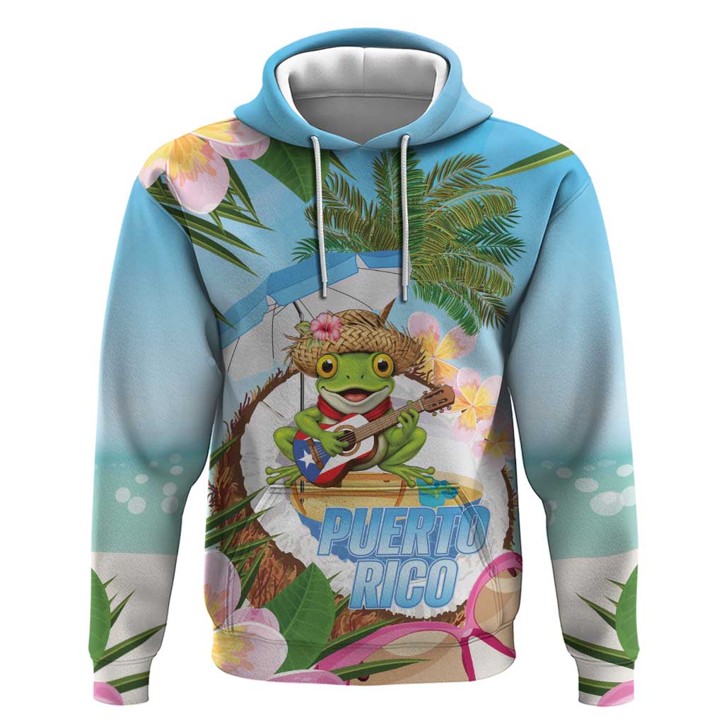 Puerto Rico Pava Coqui Hoodie Spirit Frog Tropical Beach Vibes - Wonder Print Shop
