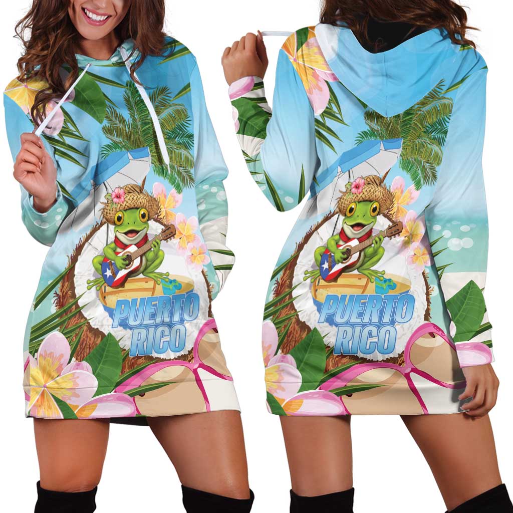 Puerto Rico Pava Coqui Hoodie Dress Spirit Frog Tropical Beach Vibes - Wonder Print Shop