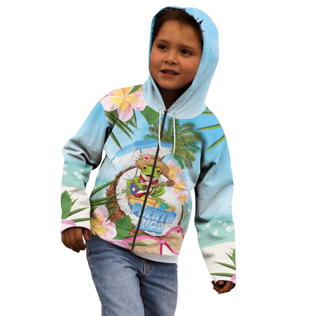 Puerto Rico Pava Coqui Kid Hoodie Spirit Frog Tropical Beach Vibes - Wonder Print Shop