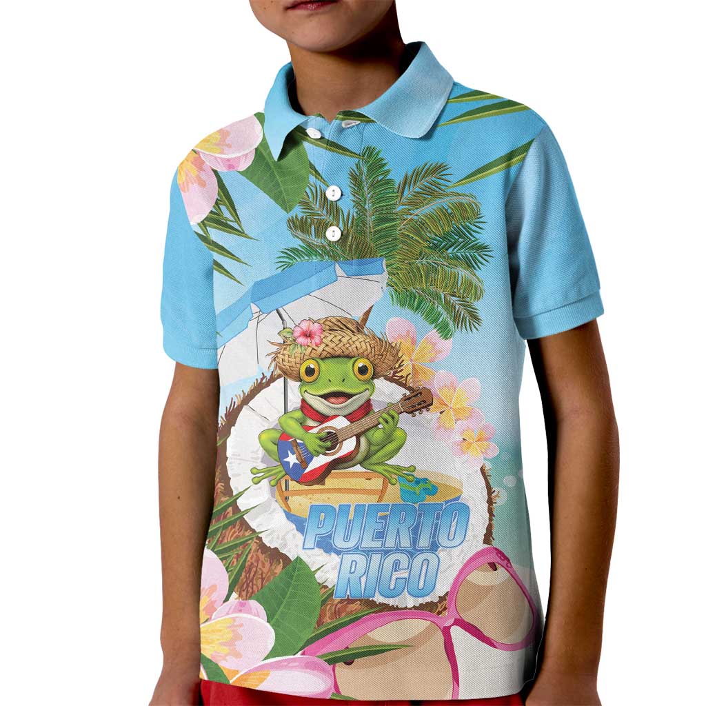 Puerto Rico Pava Coqui Kid Polo Shirt Spirit Frog Tropical Beach Vibes - Wonder Print Shop