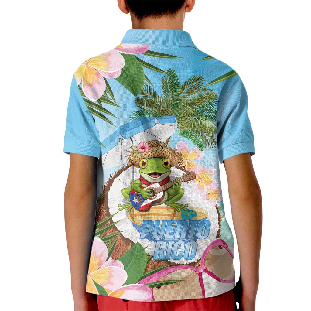 Puerto Rico Pava Coqui Kid Polo Shirt Spirit Frog Tropical Beach Vibes - Wonder Print Shop