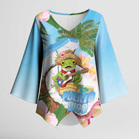 Puerto Rico Pava Coqui Kimono Sleeve Blouse Spirit Frog Tropical Beach Vibes - Wonder Print Shop