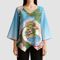 Puerto Rico Pava Coqui Kimono Sleeve Blouse Spirit Frog Tropical Beach Vibes - Wonder Print Shop