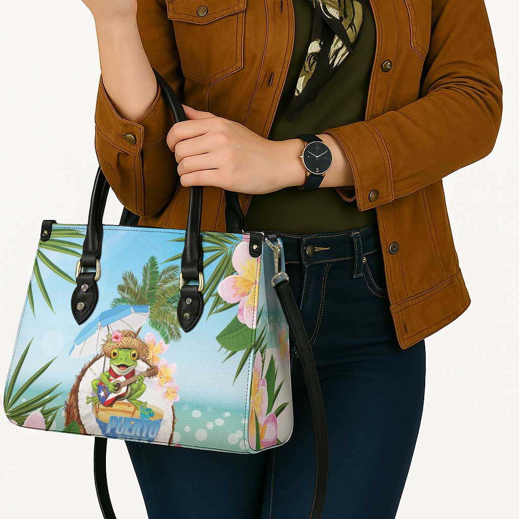 Puerto Rico Pava Coqui Leather Bag Spirit Frog Tropical Beach Vibes - Wonder Print Shop