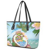 Puerto Rico Pava Coqui Leather Tote Bag Spirit Frog Tropical Beach Vibes - Wonder Print Shop