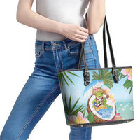 Puerto Rico Pava Coqui Leather Tote Bag Spirit Frog Tropical Beach Vibes - Wonder Print Shop