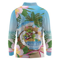Puerto Rico Pava Coqui Long Sleeve Polo Shirt Spirit Frog Tropical Beach Vibes - Wonder Print Shop