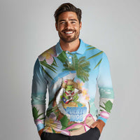 Puerto Rico Pava Coqui Long Sleeve Polo Shirt Spirit Frog Tropical Beach Vibes - Wonder Print Shop