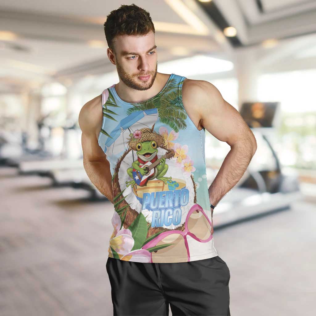 Puerto Rico Pava Coqui Men Tank Top Spirit Frog Tropical Beach Vibes - Wonder Print Shop