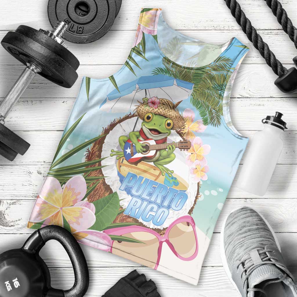 Puerto Rico Pava Coqui Men Tank Top Spirit Frog Tropical Beach Vibes - Wonder Print Shop