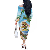 Puerto Rico Pava Coqui Off The Shoulder Long Sleeve Dress Spirit Frog Tropical Beach Vibes - Wonder Print Shop