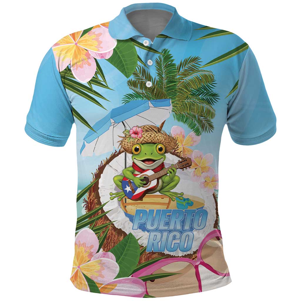 Puerto Rico Pava Coqui Polo Shirt Spirit Frog Tropical Beach Vibes - Wonder Print Shop