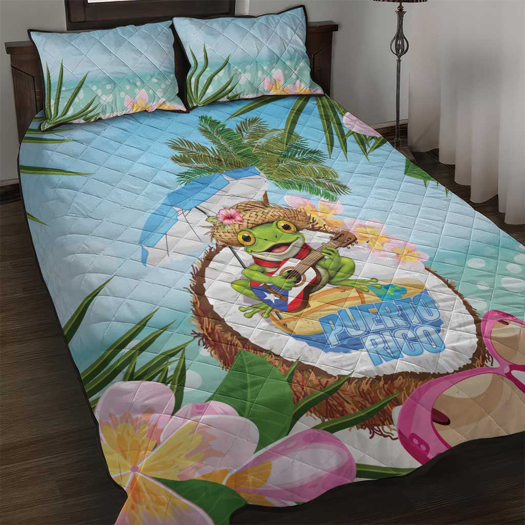 Puerto Rico Pava Coqui Quilt Bed Set Spirit Frog Tropical Beach Vibes - Wonder Print Shop