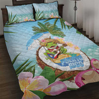 Puerto Rico Pava Coqui Quilt Bed Set Spirit Frog Tropical Beach Vibes - Wonder Print Shop