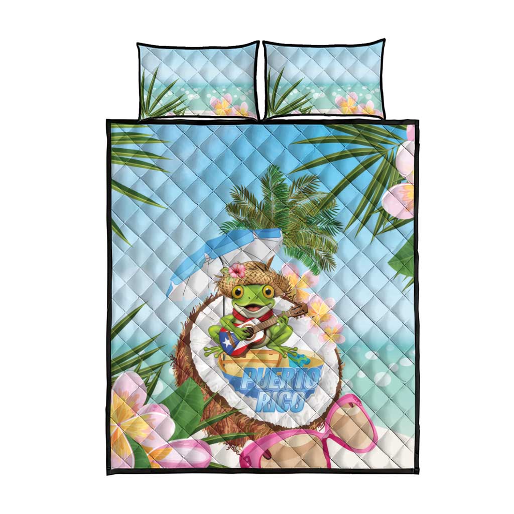 Puerto Rico Pava Coqui Quilt Bed Set Spirit Frog Tropical Beach Vibes - Wonder Print Shop