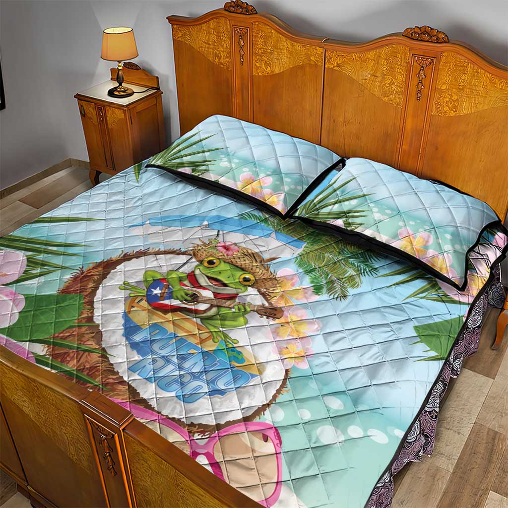 Puerto Rico Pava Coqui Quilt Bed Set Spirit Frog Tropical Beach Vibes - Wonder Print Shop