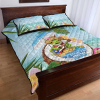 Puerto Rico Pava Coqui Quilt Bed Set Spirit Frog Tropical Beach Vibes - Wonder Print Shop