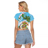 Puerto Rico Pava Coqui Raglan Cropped T Shirt Spirit Frog Tropical Beach Vibes - Wonder Print Shop