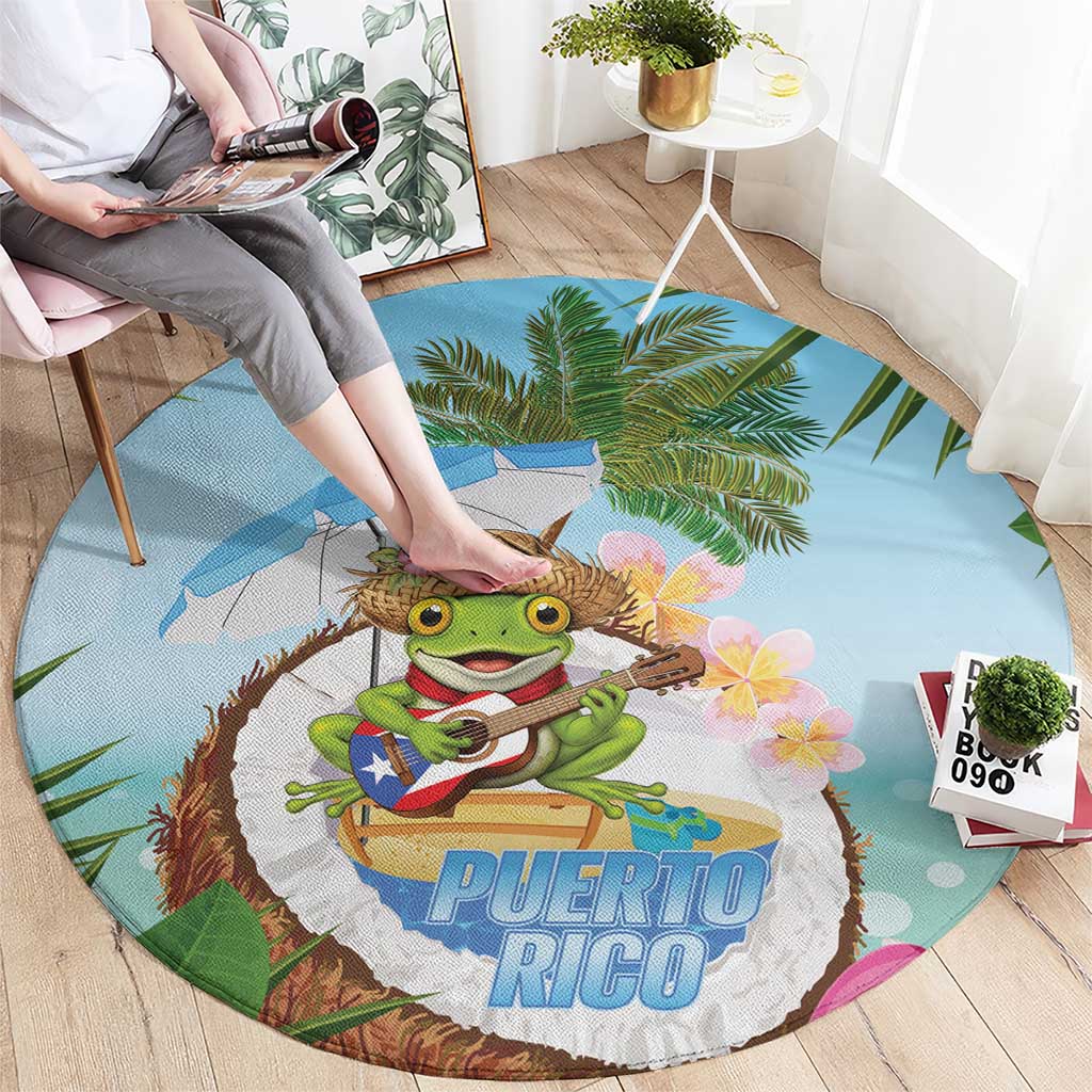Puerto Rico Pava Coqui Round Carpet Spirit Frog Tropical Beach Vibes - Wonder Print Shop