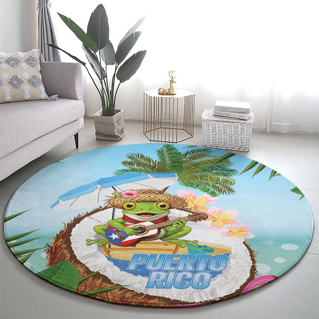 Puerto Rico Pava Coqui Round Carpet Spirit Frog Tropical Beach Vibes - Wonder Print Shop