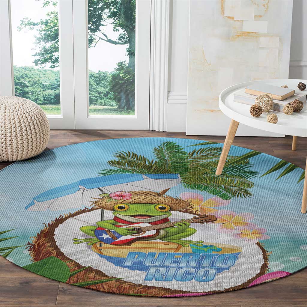 Puerto Rico Pava Coqui Round Carpet Spirit Frog Tropical Beach Vibes - Wonder Print Shop