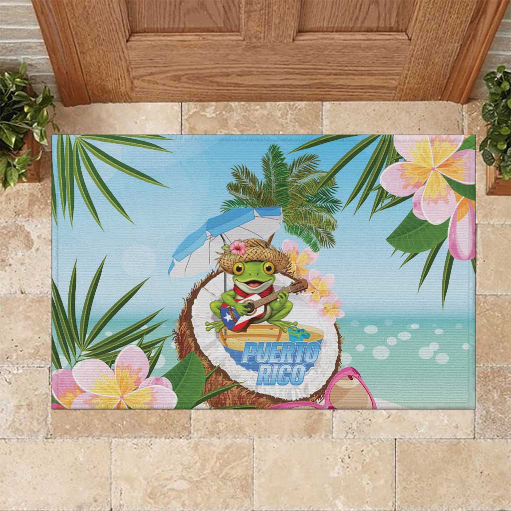 Puerto Rico Pava Coqui Rubber Doormat Spirit Frog Tropical Beach Vibes - Wonder Print Shop