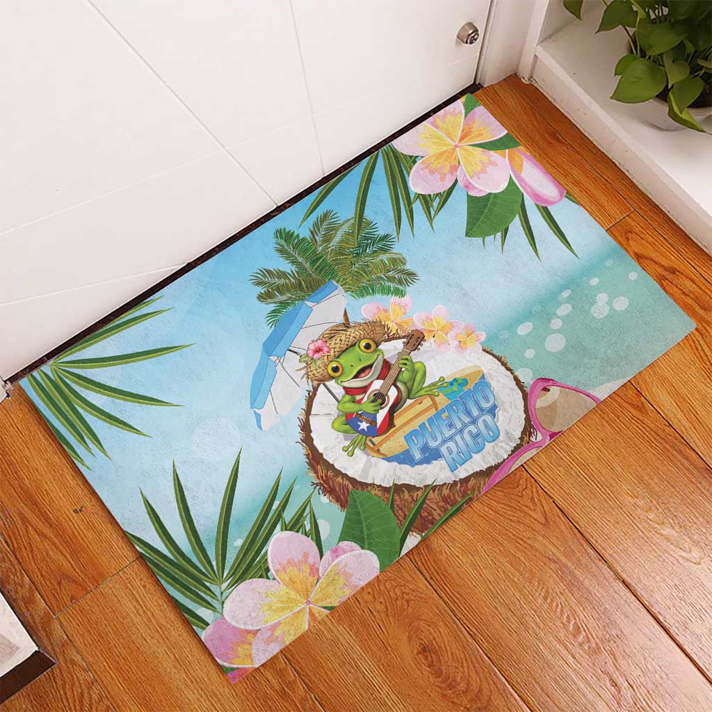 Puerto Rico Pava Coqui Rubber Doormat Spirit Frog Tropical Beach Vibes - Wonder Print Shop