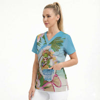 Puerto Rico Pava Coqui Scrub Top Spirit Frog Tropical Beach Vibes - Wonder Print Shop
